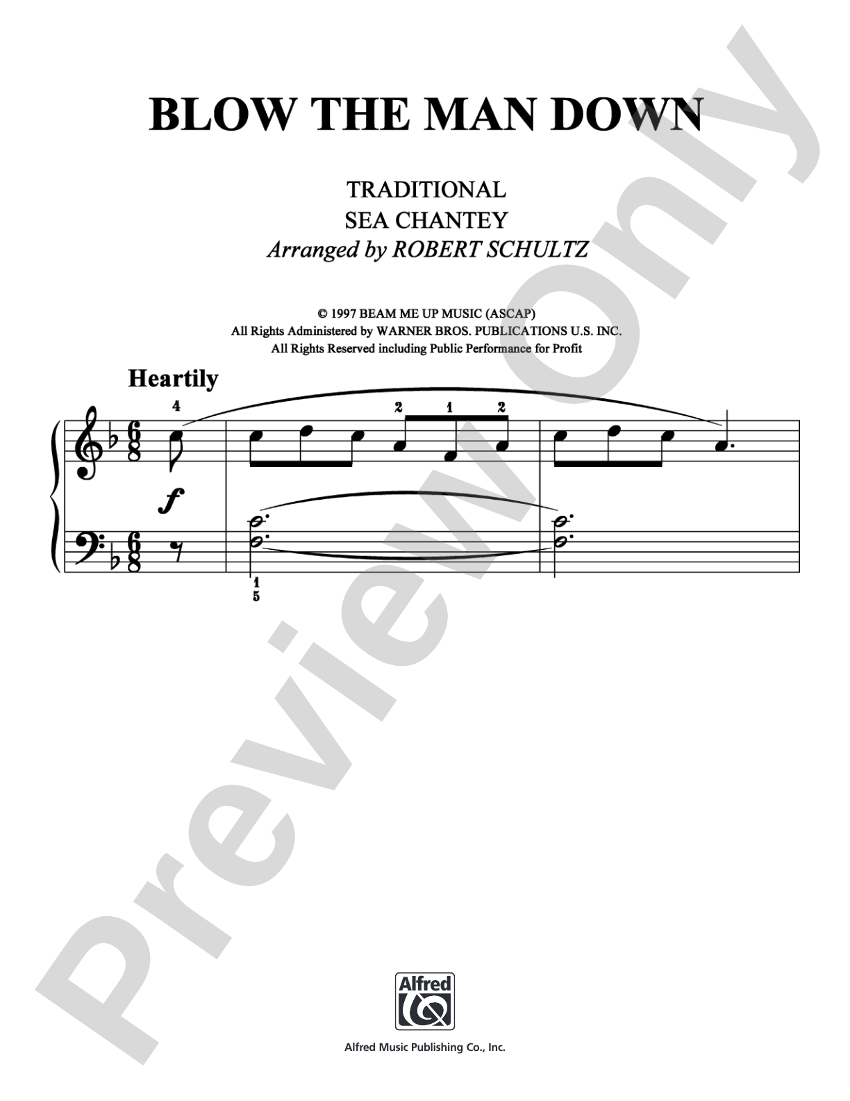 Blow the Man Down: Easy Piano Digital Sheet Music