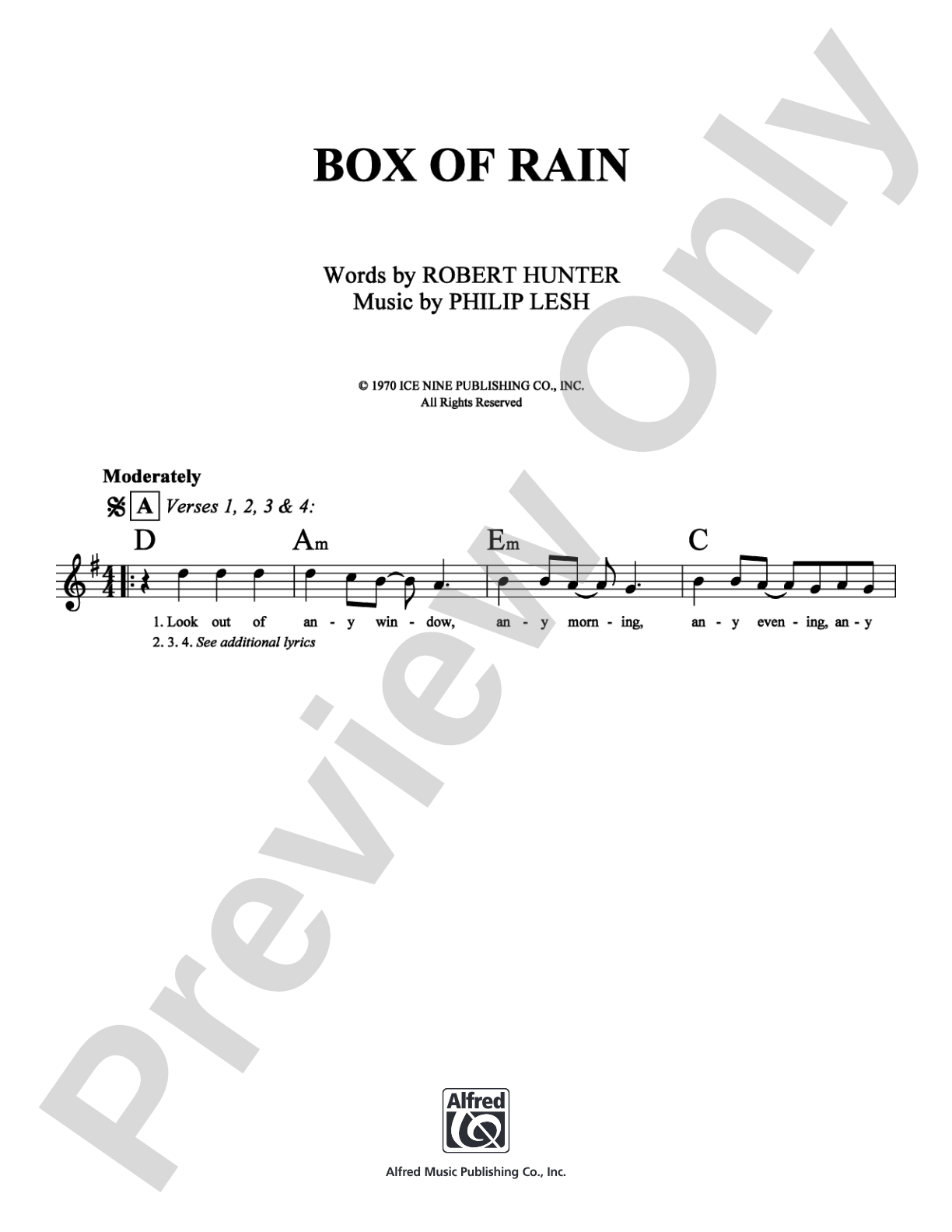 Box of Rain: Lead Sheet Digital Sheet Music