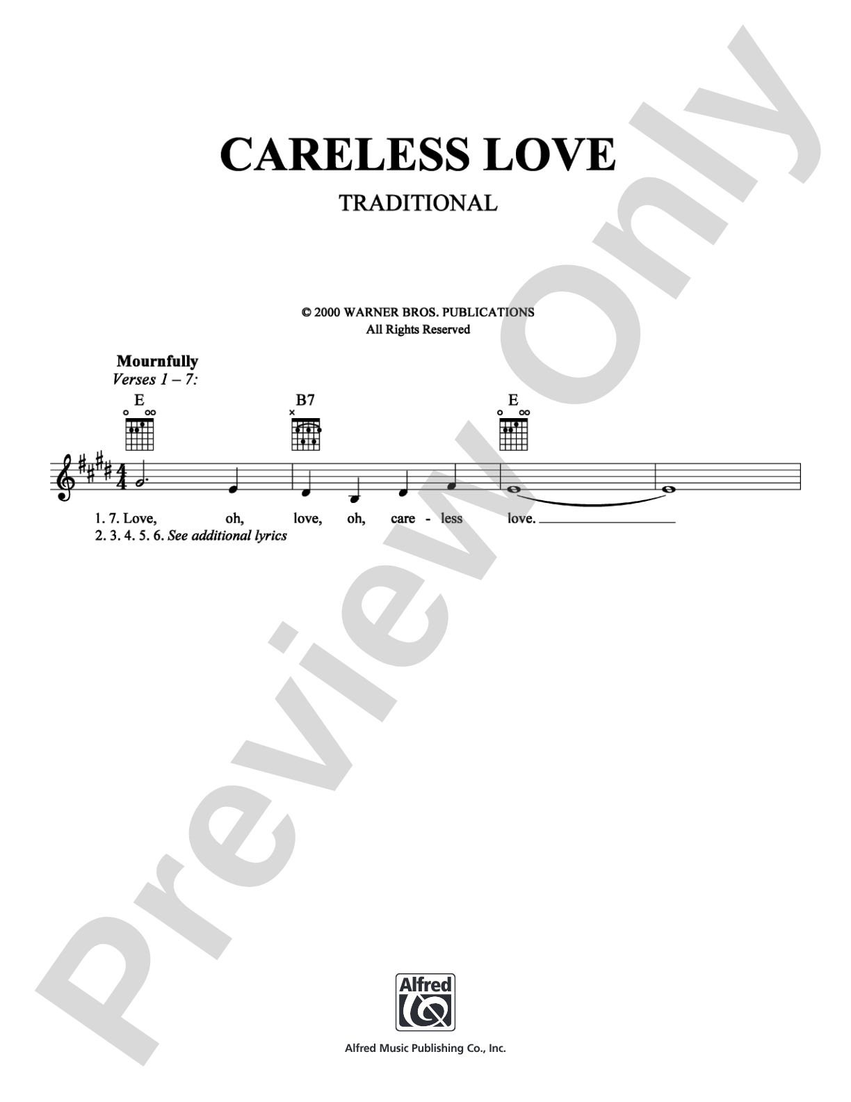 Careless Love: Lead Sheet Digital Sheet Music