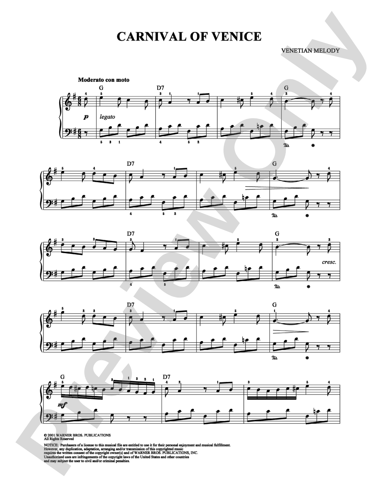 Carnival of Venice: Piano Digital Sheet Music