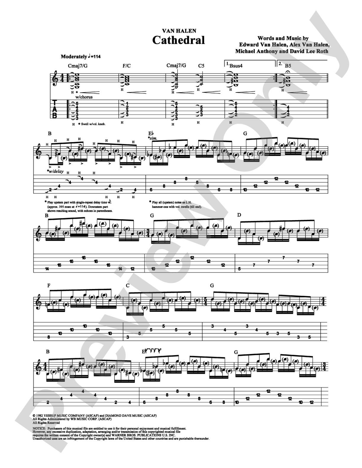 Cathedral: Guitar TAB Digital Sheet Music