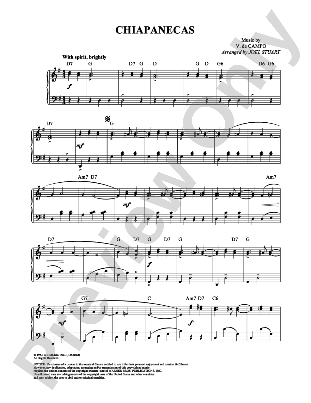 Chiapanecas: Piano Digital Sheet Music