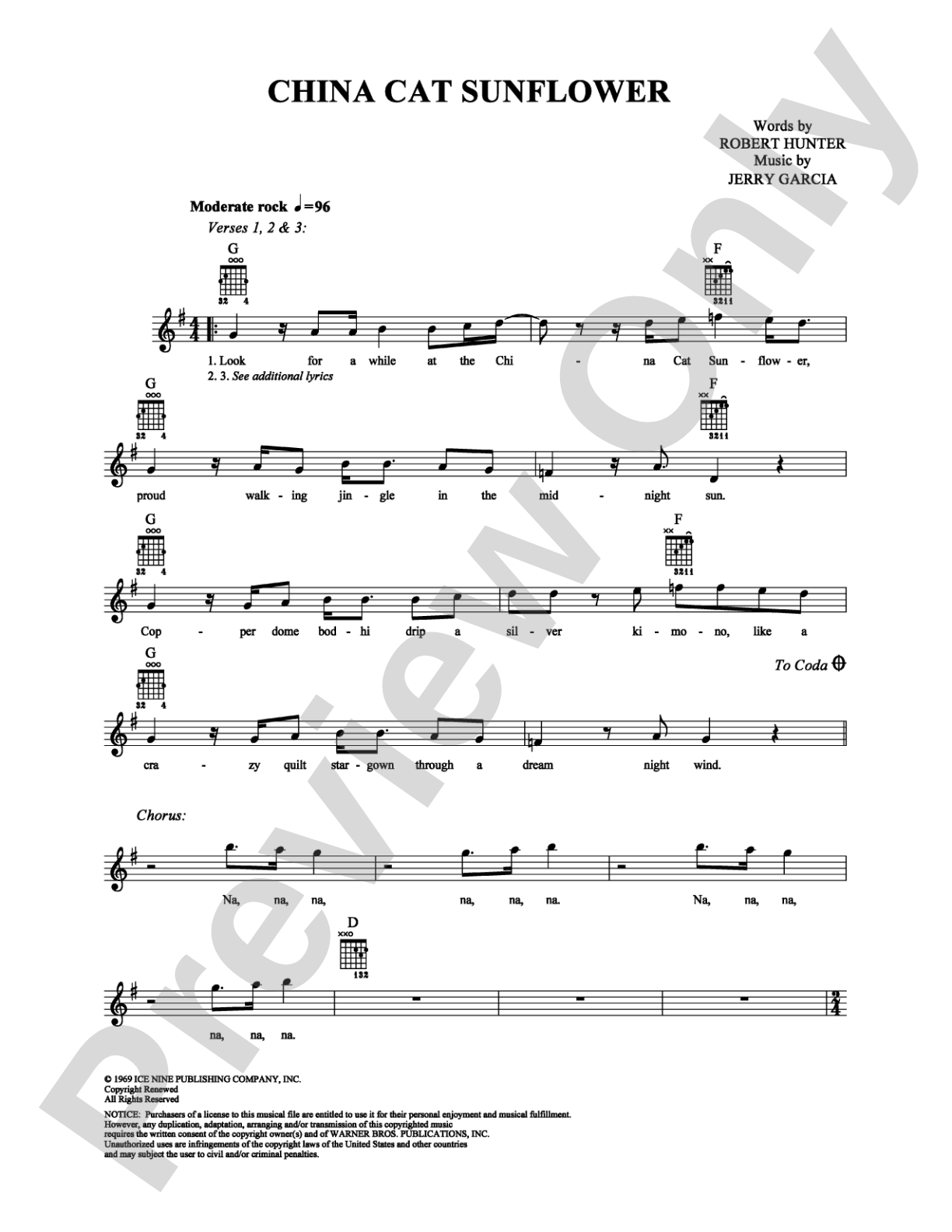 China Cat Sunflower: Easy Guitar Digital Sheet Music