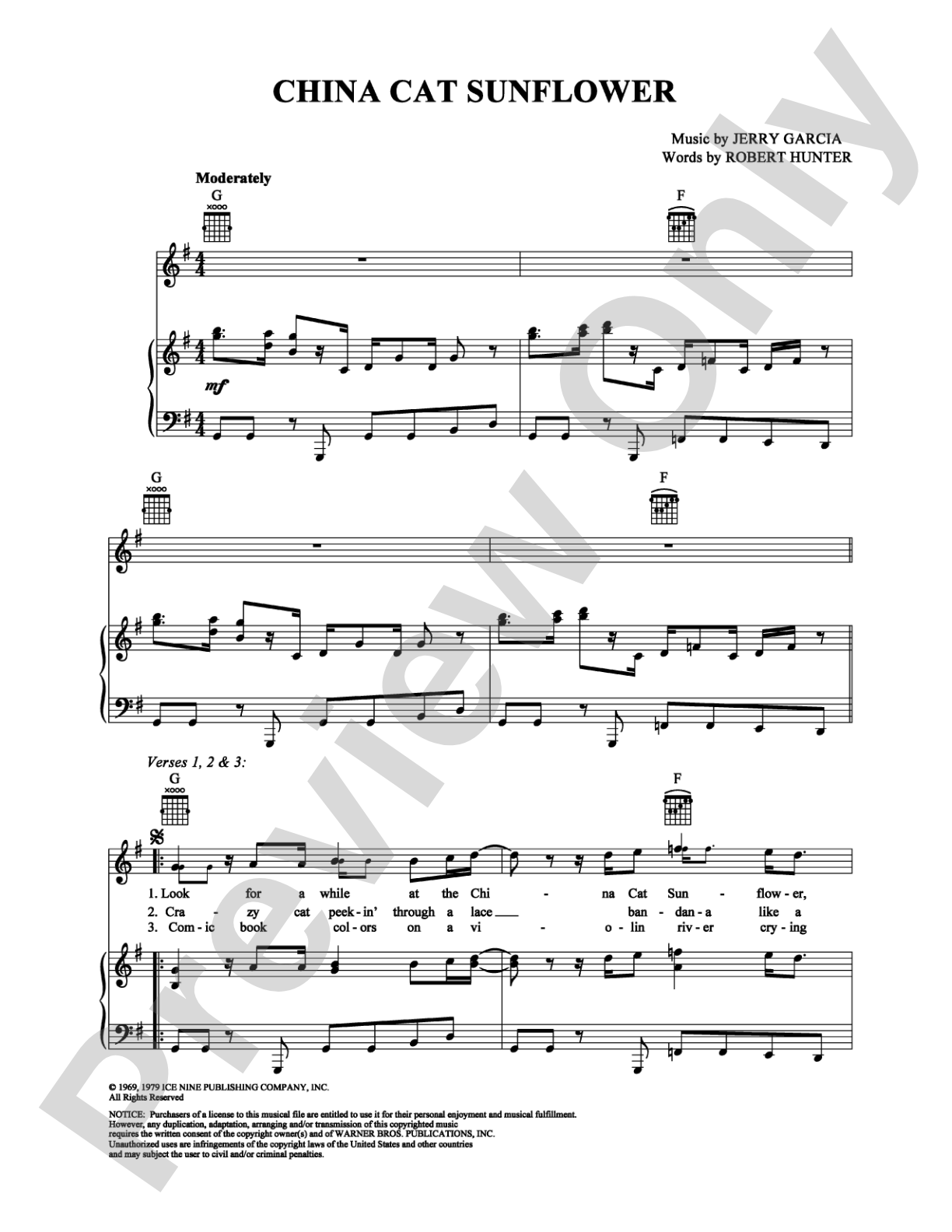 China Cat Sunflower: Piano/Vocal/Chords Digital Sheet Music