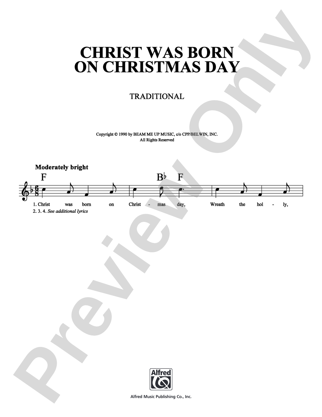 Christ Was Born On Christmas Day: Lead Sheet Digital Sheet Music