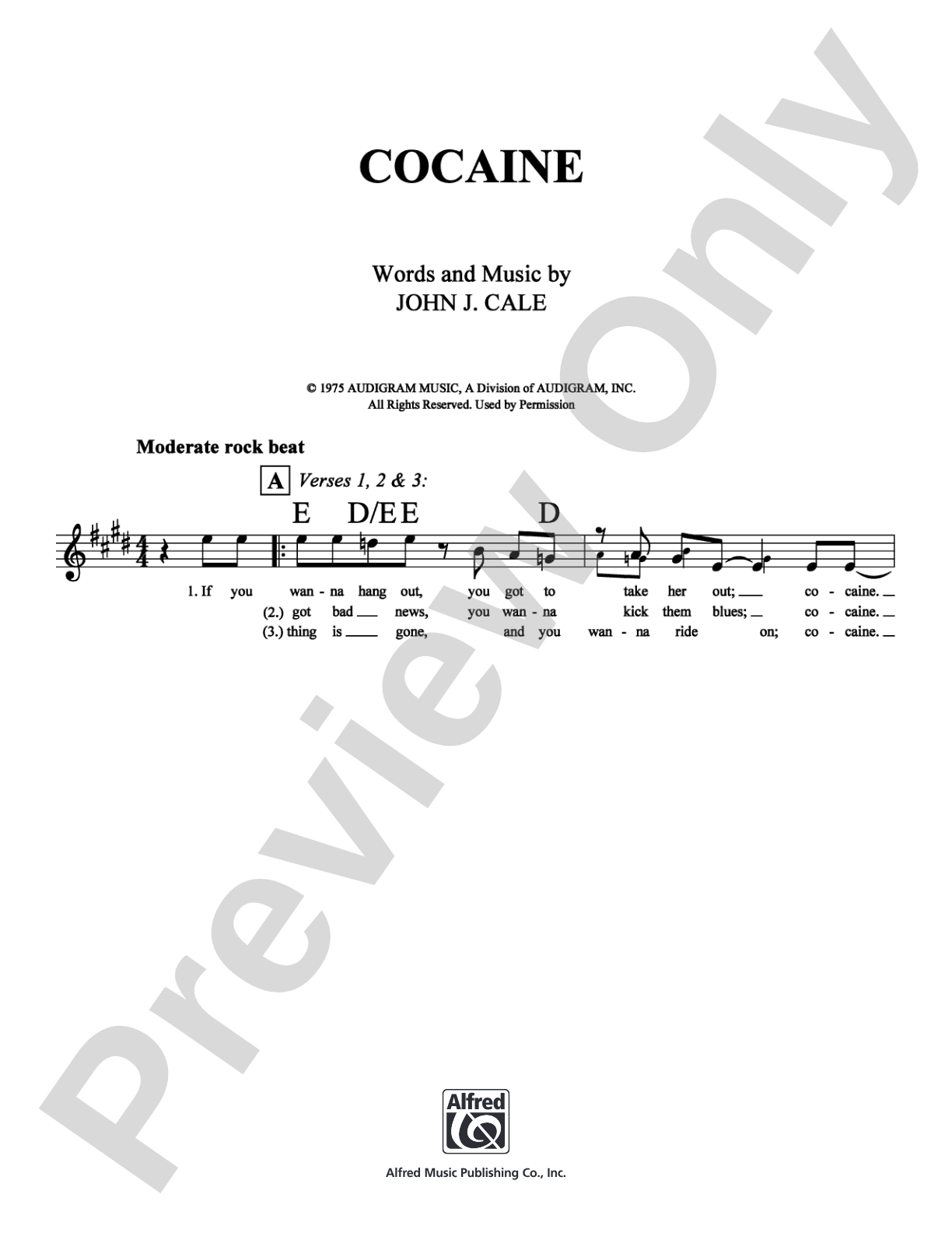 Cocaine: Lead Sheet Digital Sheet Music