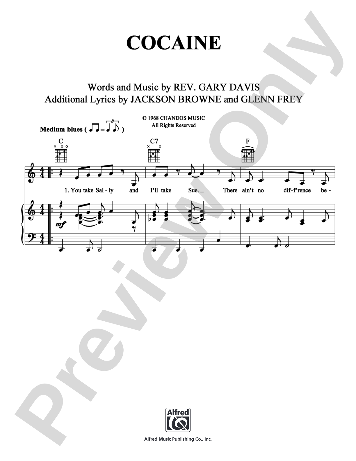 Cocaine: Piano/Vocal/Chords Digital Sheet Music