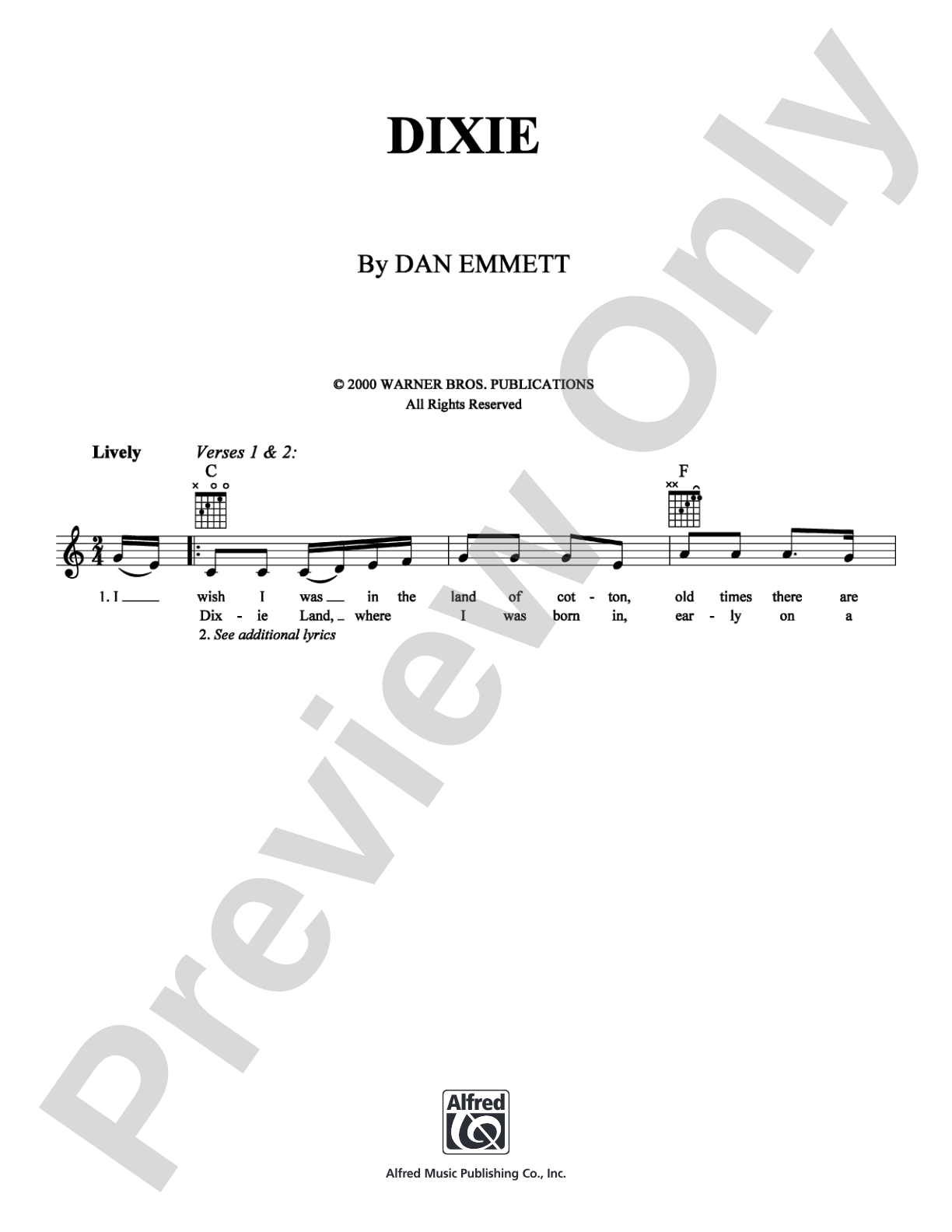 Dixie: Lead Sheet Digital Sheet Music