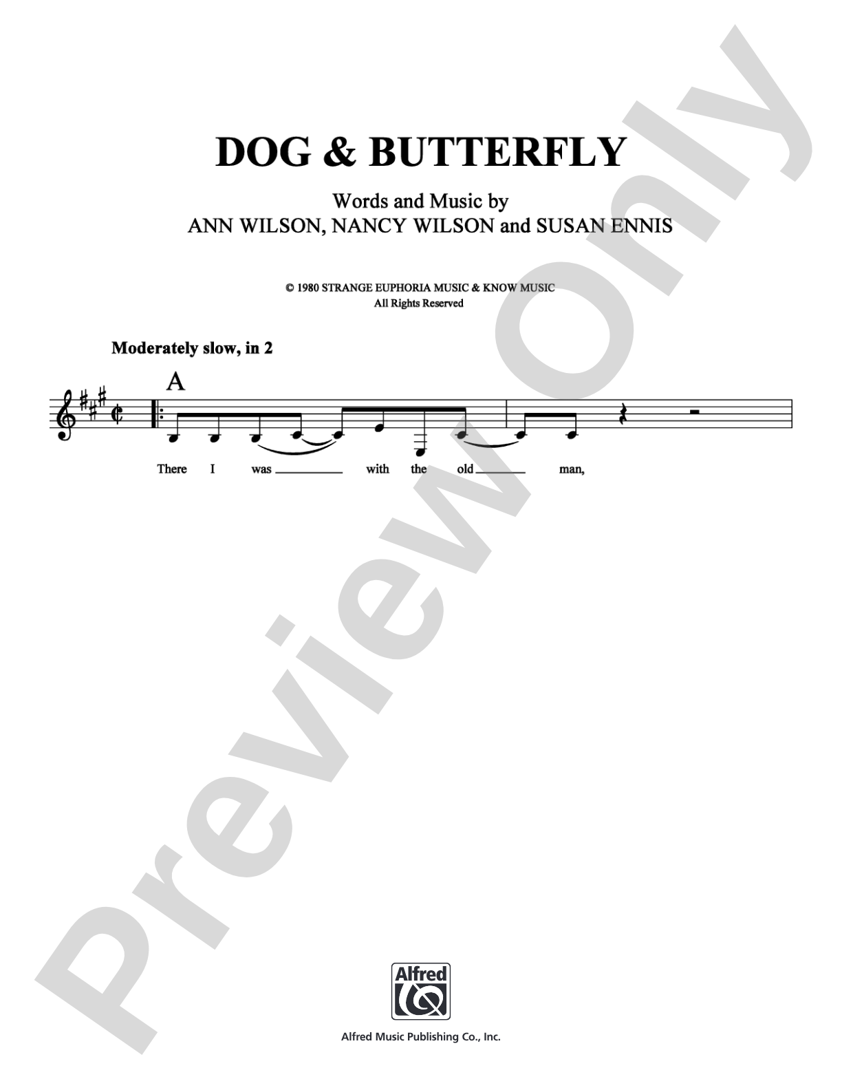 Dog and Butterfly: Lead Sheet Digital Sheet Music