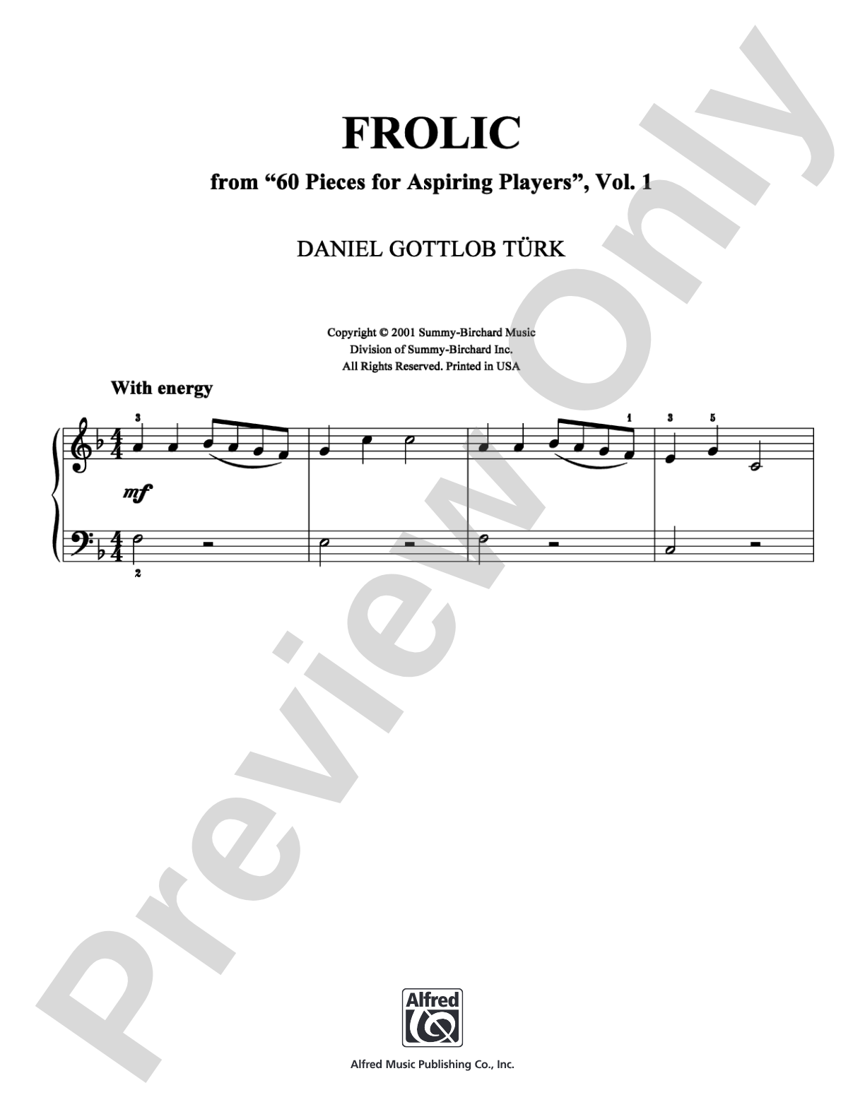 Frolic: Easy Piano Digital Sheet Music