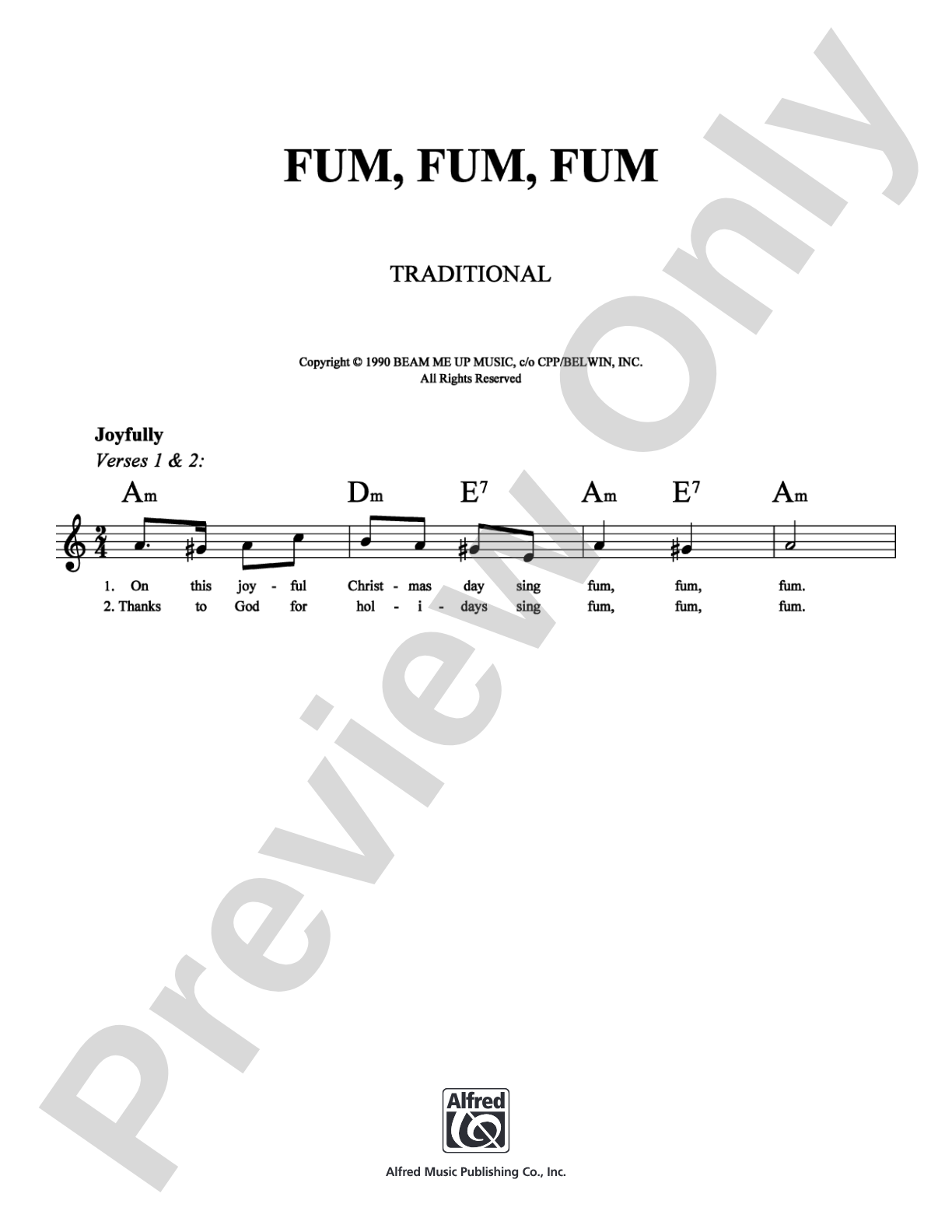 Fum, Fum, Fum: Lead Sheet Digital Sheet Music