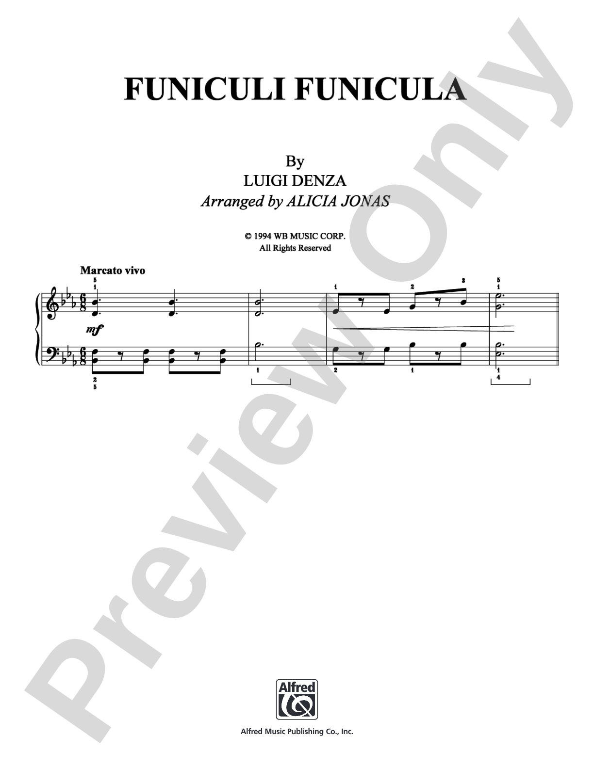 Funiculi Funicula: Piano Digital Sheet Music