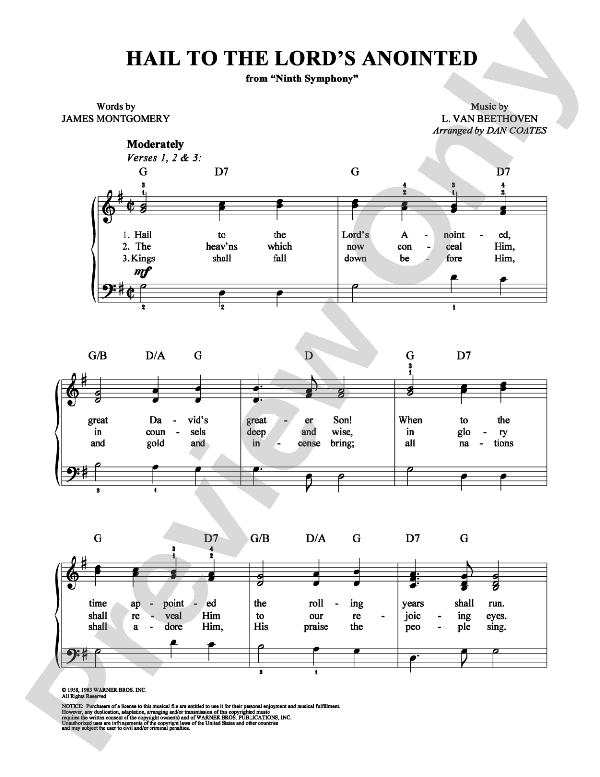 Hail to the Lord's Anointed: Easy Piano Digital Sheet Music