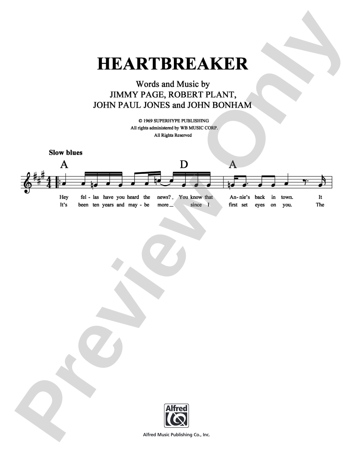 Heartbreaker: Lead Sheet Digital Sheet Music