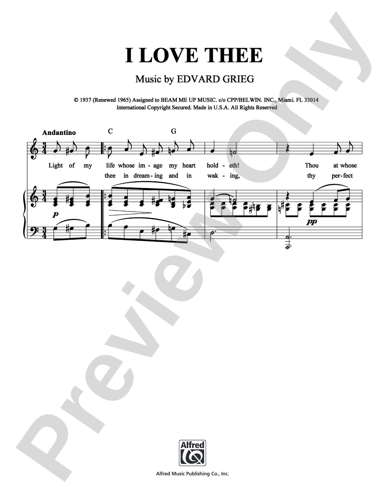 I Love Thee: Piano/Vocal/Chords Digital Sheet Music