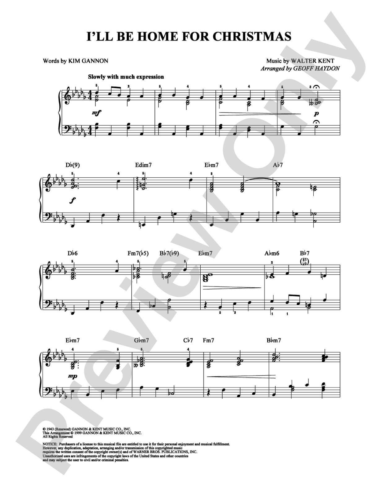 I'll Be Home For Christmas: Piano Digital Sheet Music
