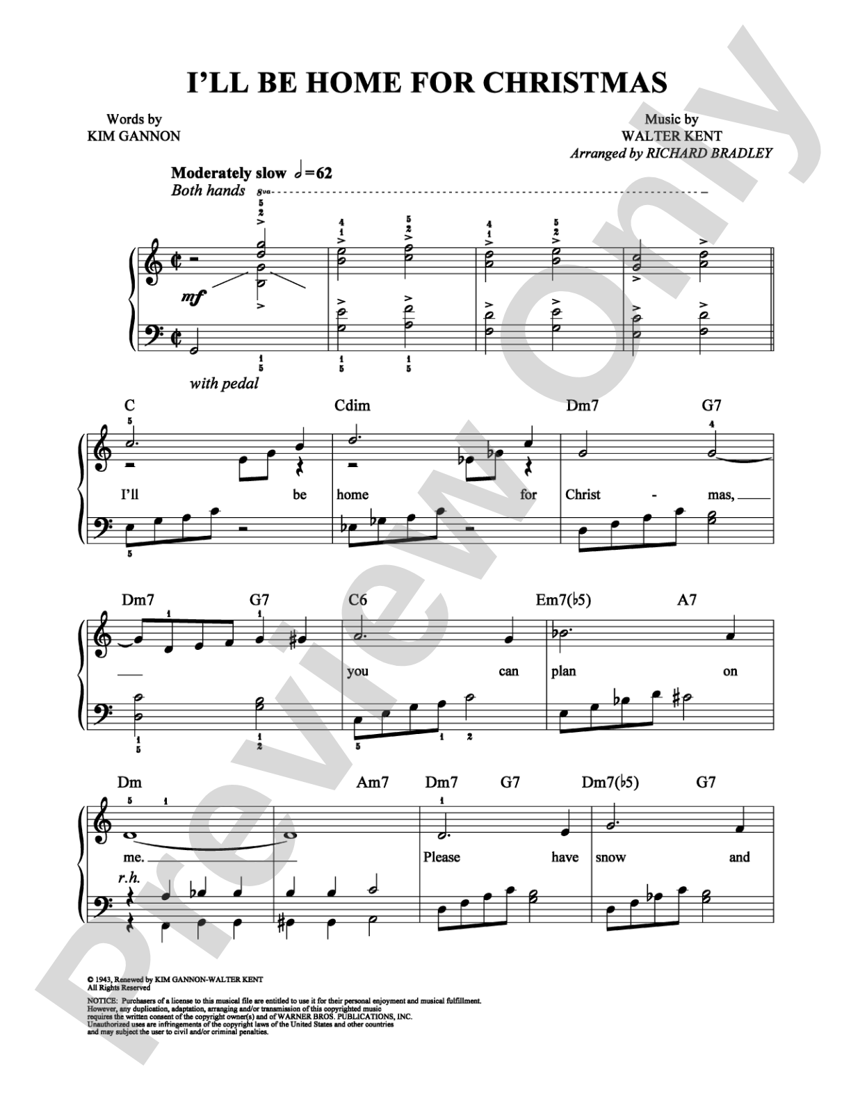 I'll Be Home for Christmas: Easy Piano Digital Sheet Music