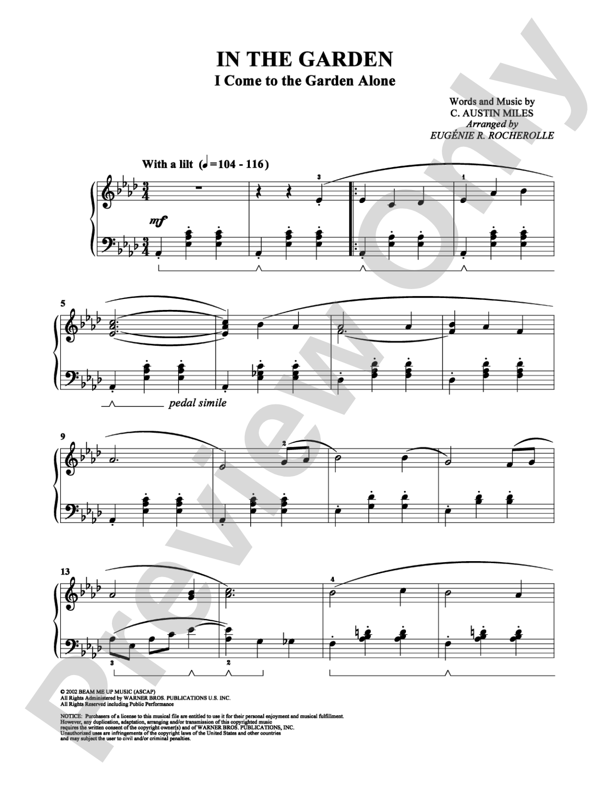 In the Garden: Easy Piano Digital Sheet Music