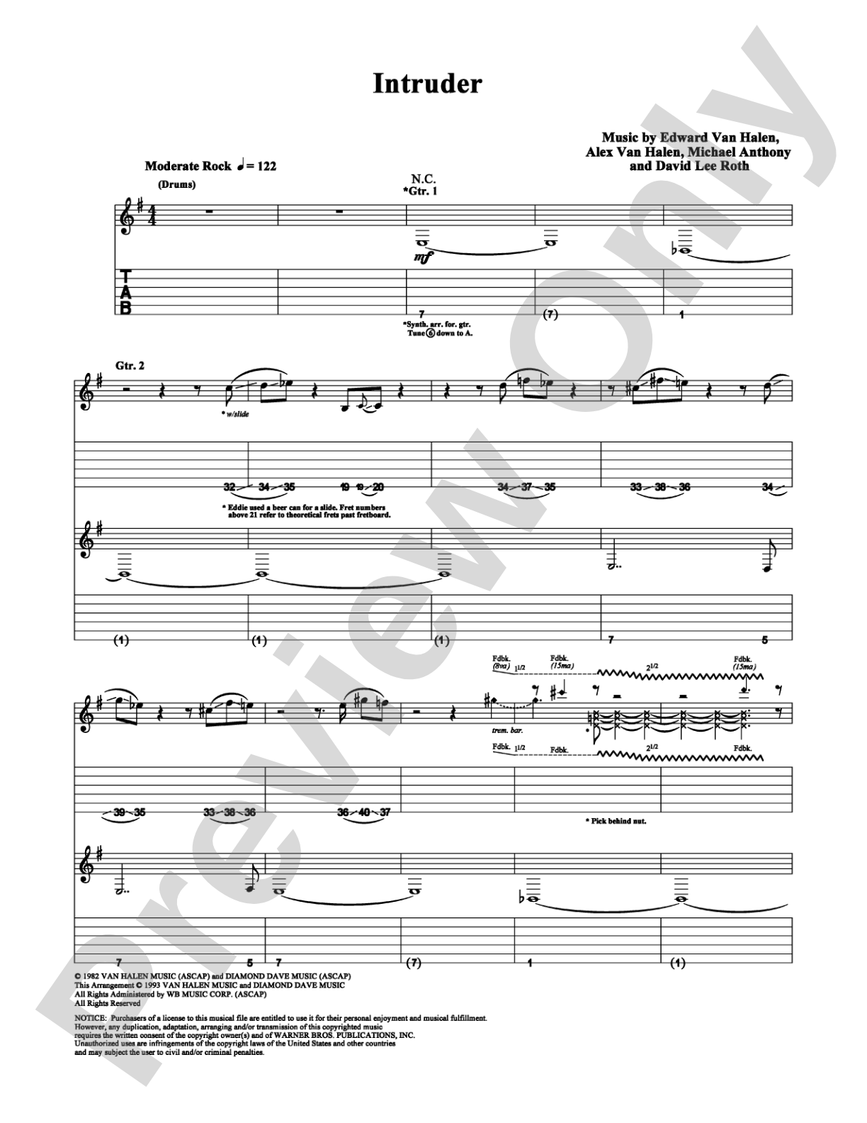 Intruder: Guitar TAB Digital Sheet Music