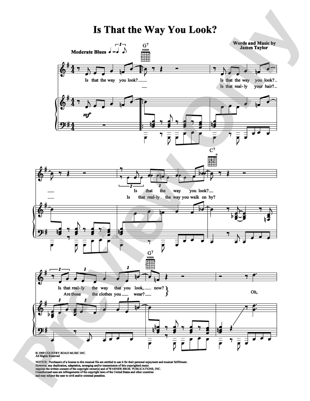 Is That the Way You Look?: Piano/Vocal/Chords Digital Sheet Music