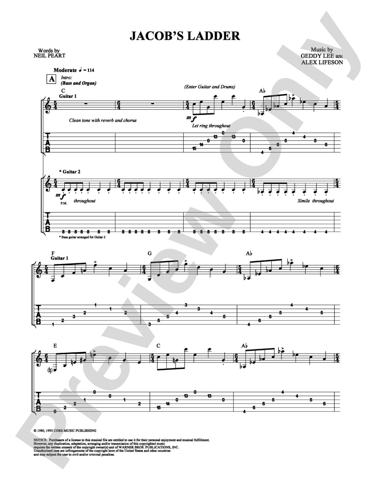 Jacob's Ladder: Guitar TAB Digital Sheet Music