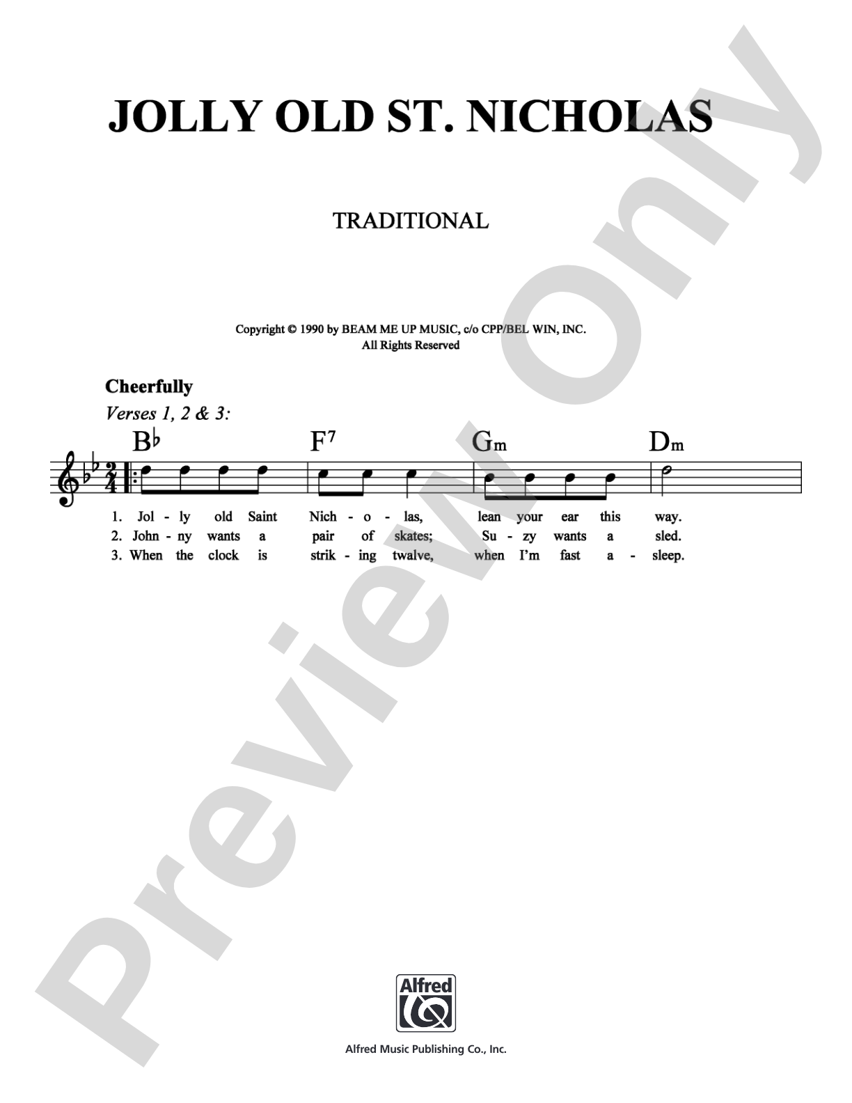 Jolly Old St. Nicholas: Lead Sheet Digital Sheet Music