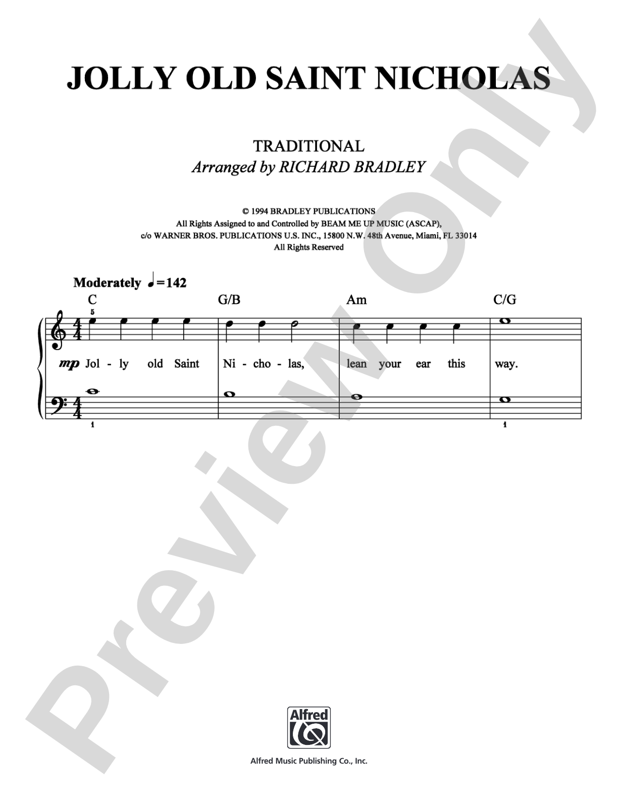 Jolly Old Saint Nicholas: Easy Piano Digital Sheet Music