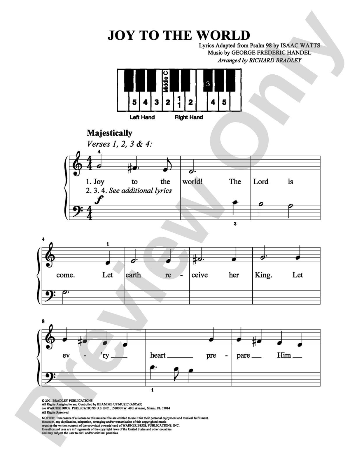 Joy to the World: Easy Piano Digital Sheet Music