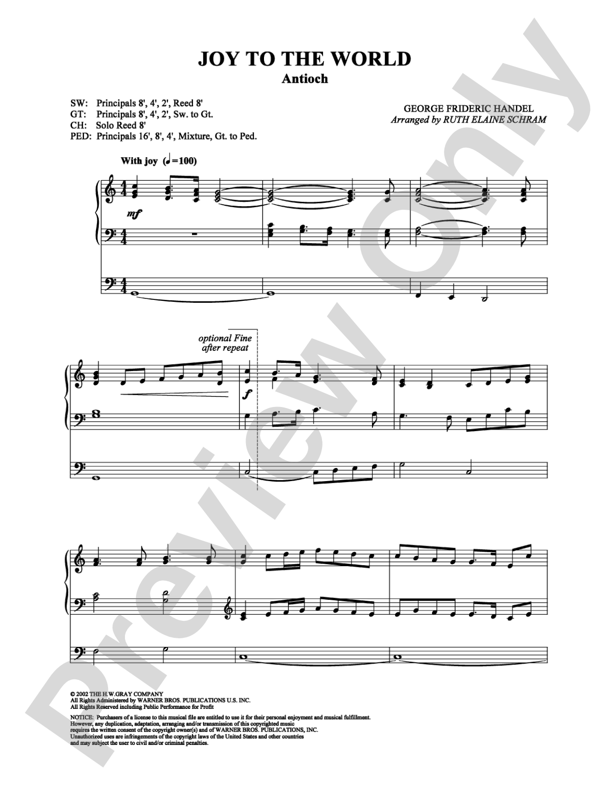 Joy to the World: Organ Digital Sheet Music