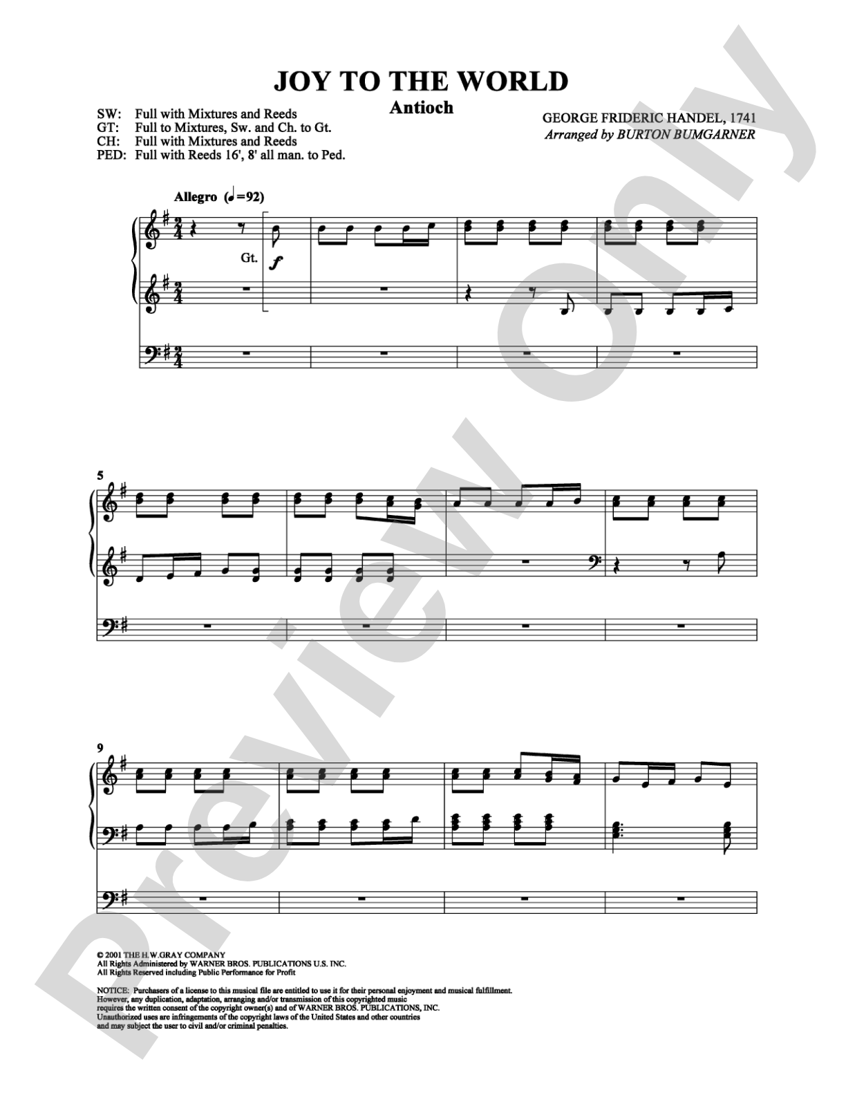 Joy to the World: Organ Digital Sheet Music