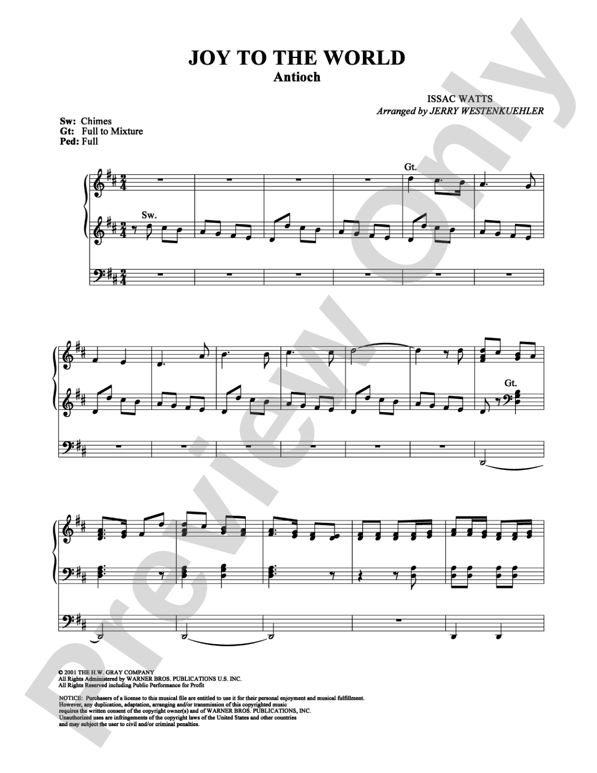 Joy to the World: Organ Digital Sheet Music