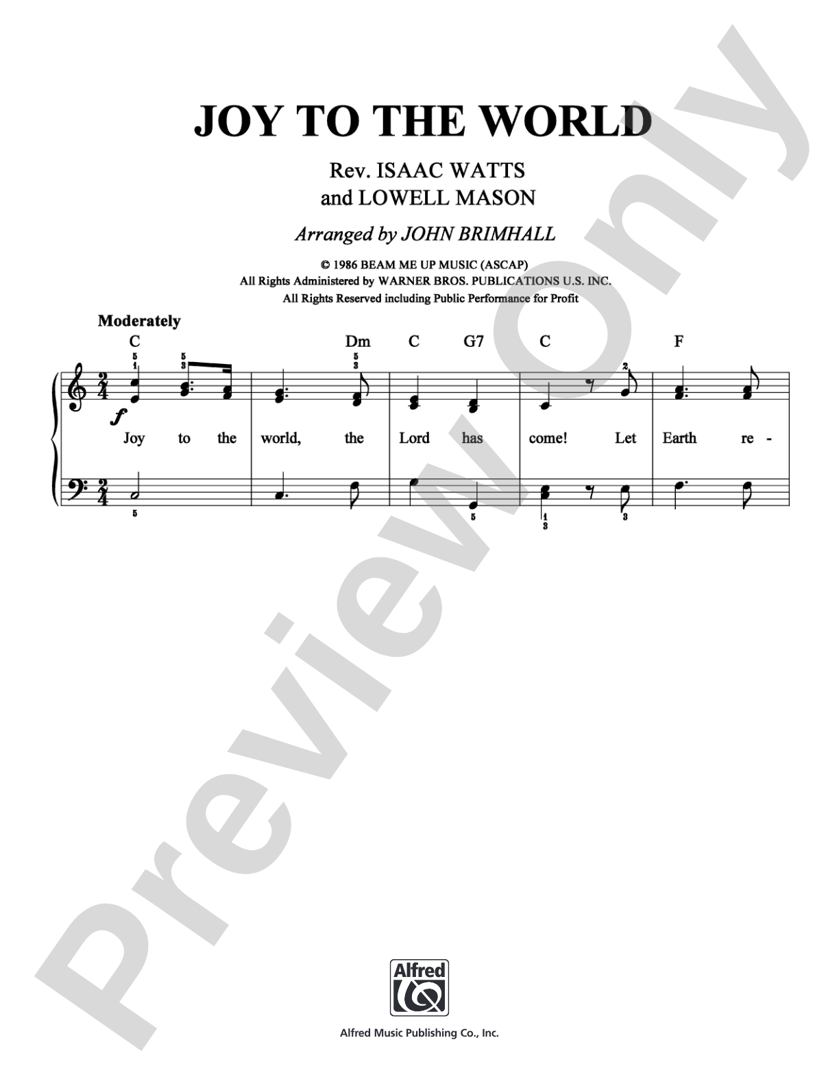 Joy to the World: Easy Piano Digital Sheet Music