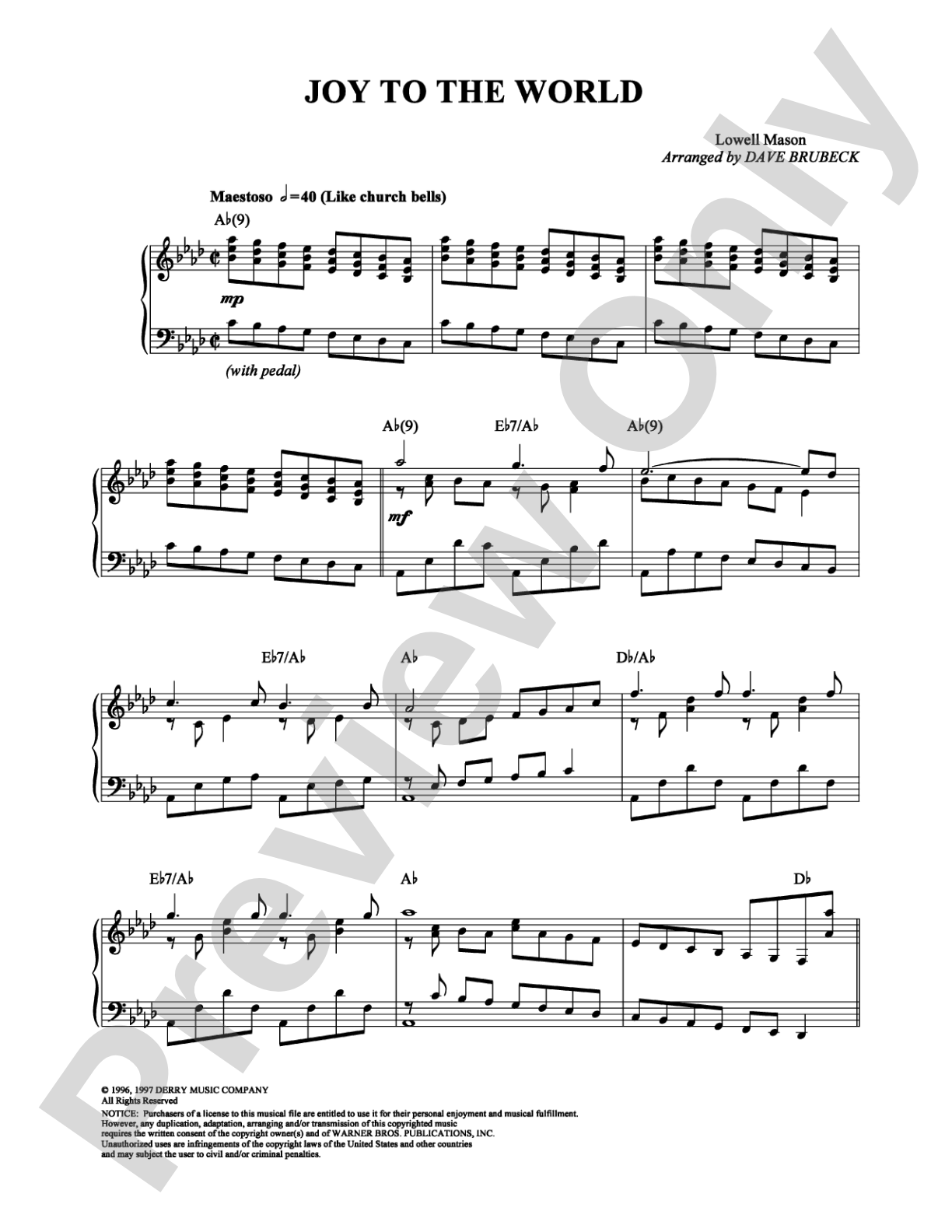 Joy to the World: Piano Digital Sheet Music