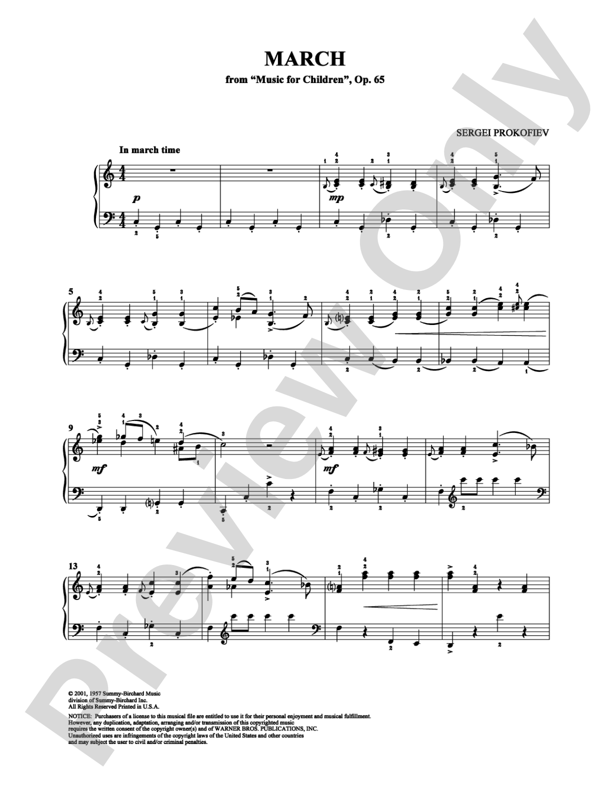March: Piano Digital Sheet Music