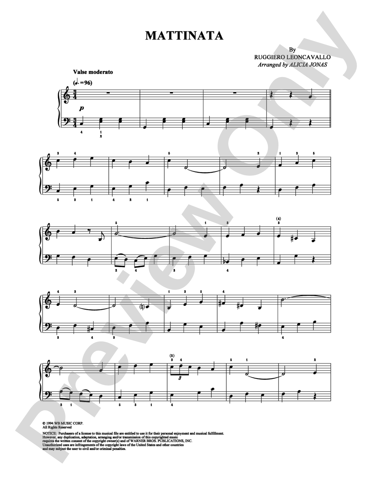 Mattinata: Piano Digital Sheet Music