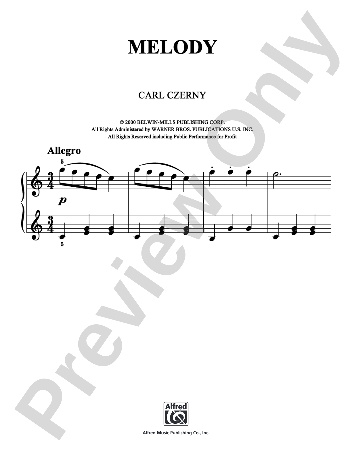 Melody: Easy Piano Digital Sheet Music