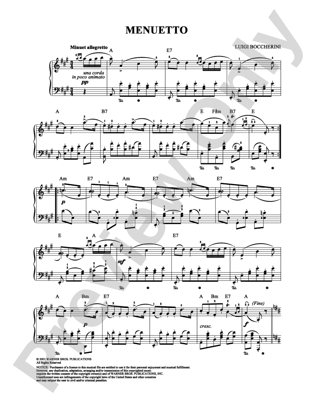 Menuetto: Piano Digital Sheet Music