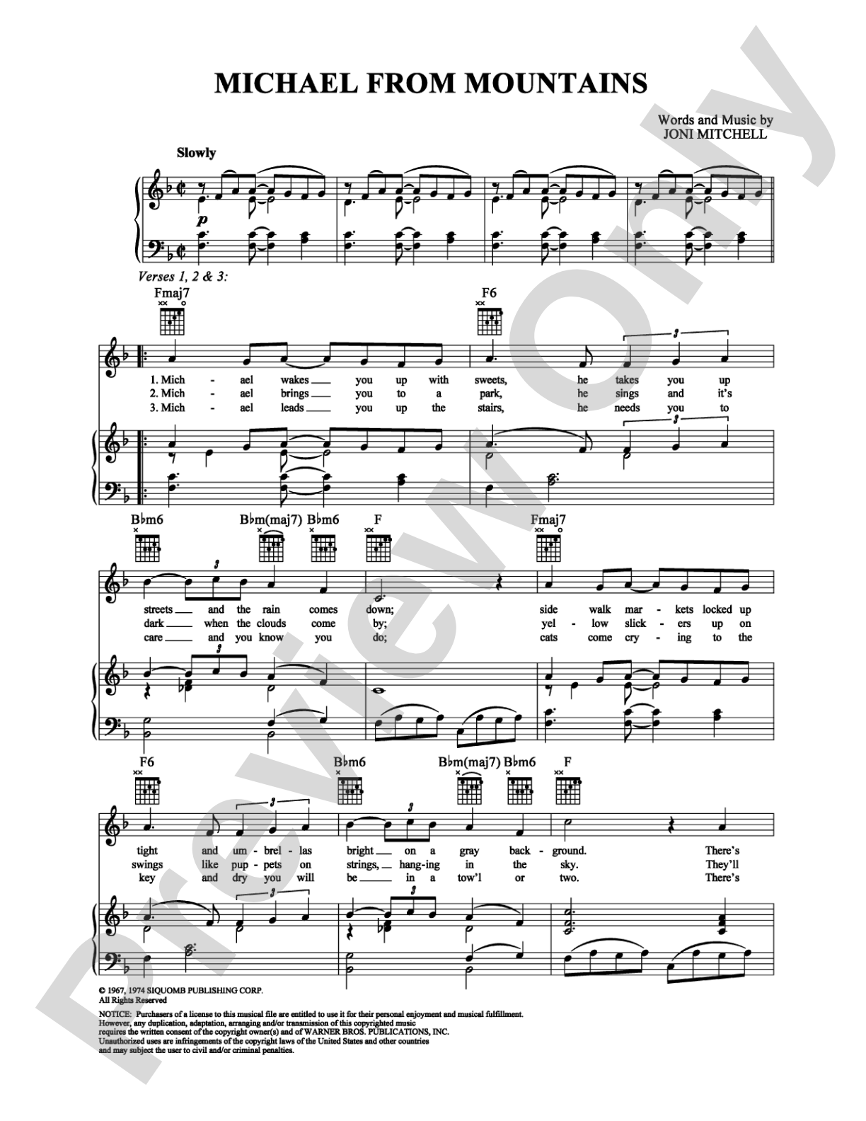 Michael from Mountains: Piano/Vocal/Chords Digital Sheet Music