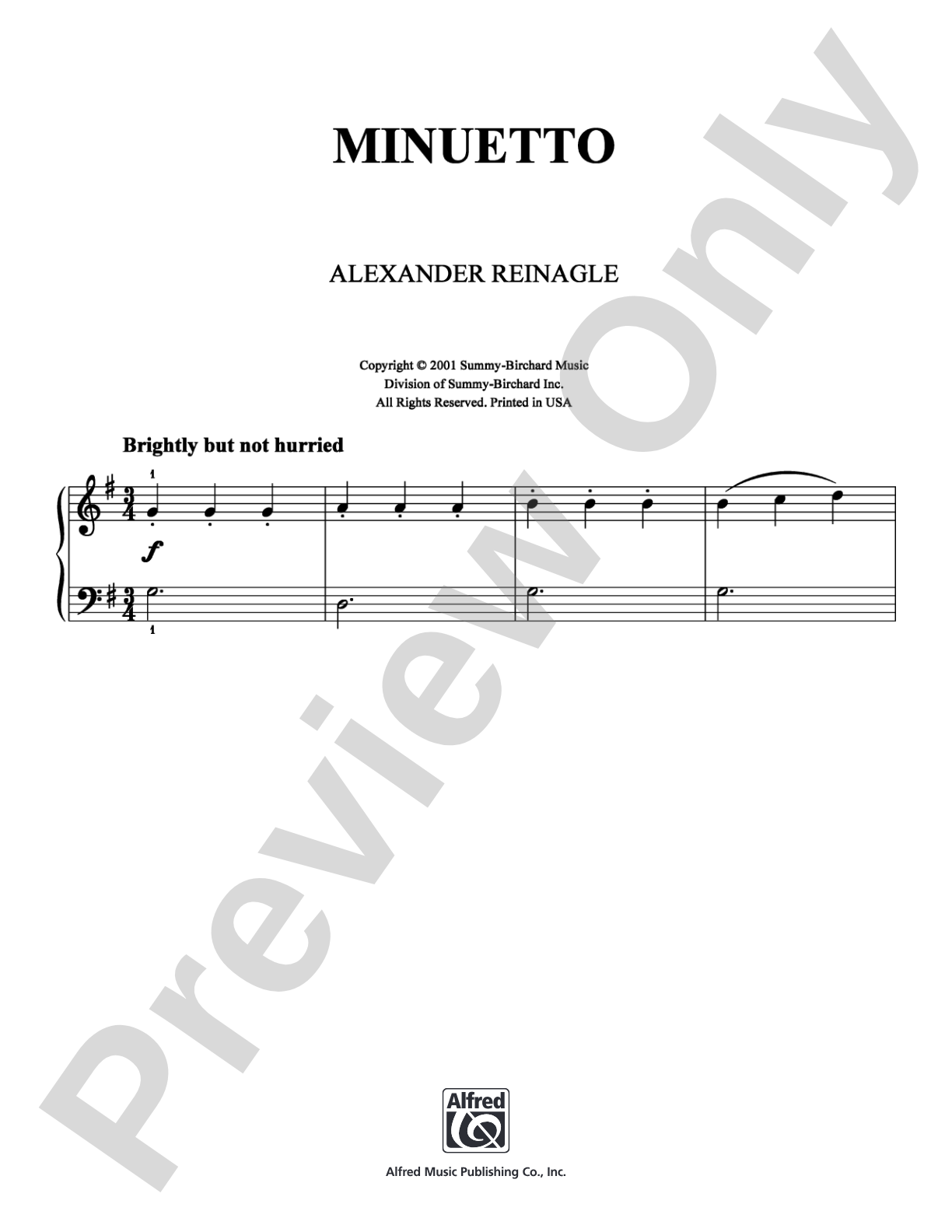 Minuetto: Easy Piano Digital Sheet Music