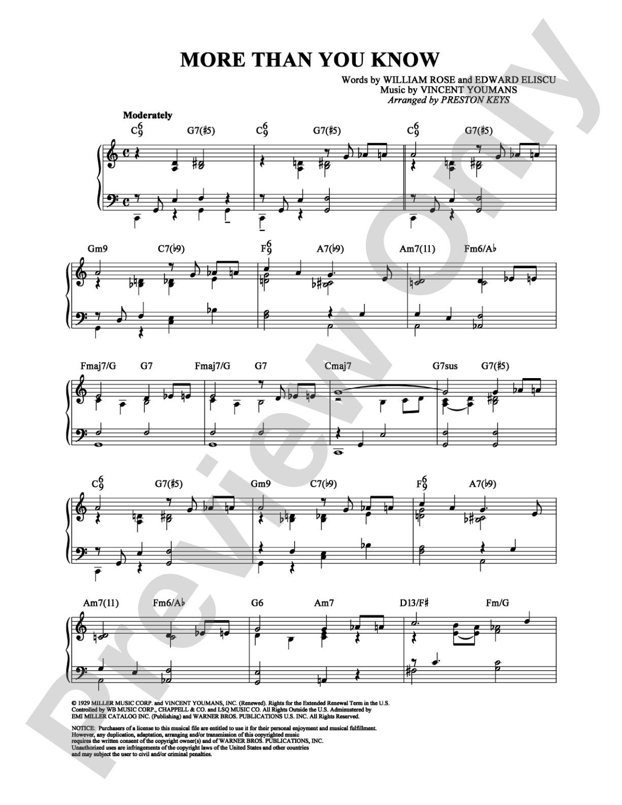 More Than You Know: Piano Digital Sheet Music