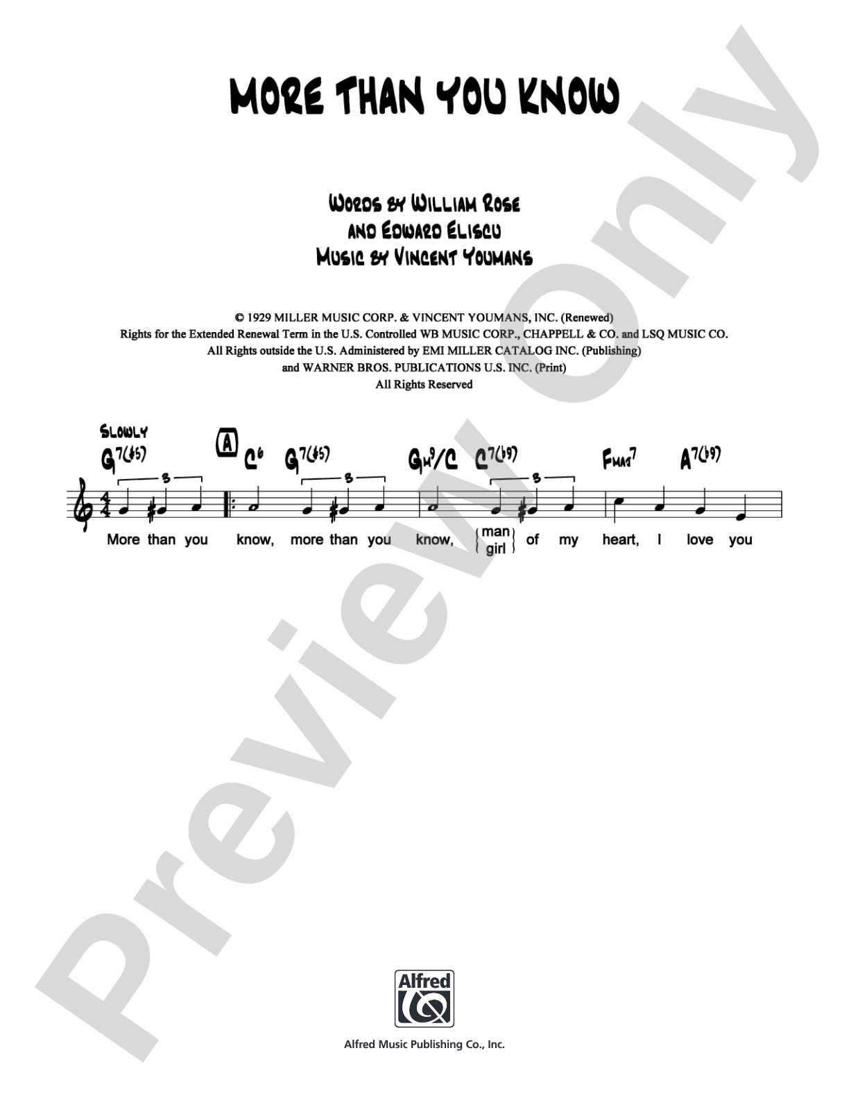 More Than You Know: Lead Sheet Digital Sheet Music