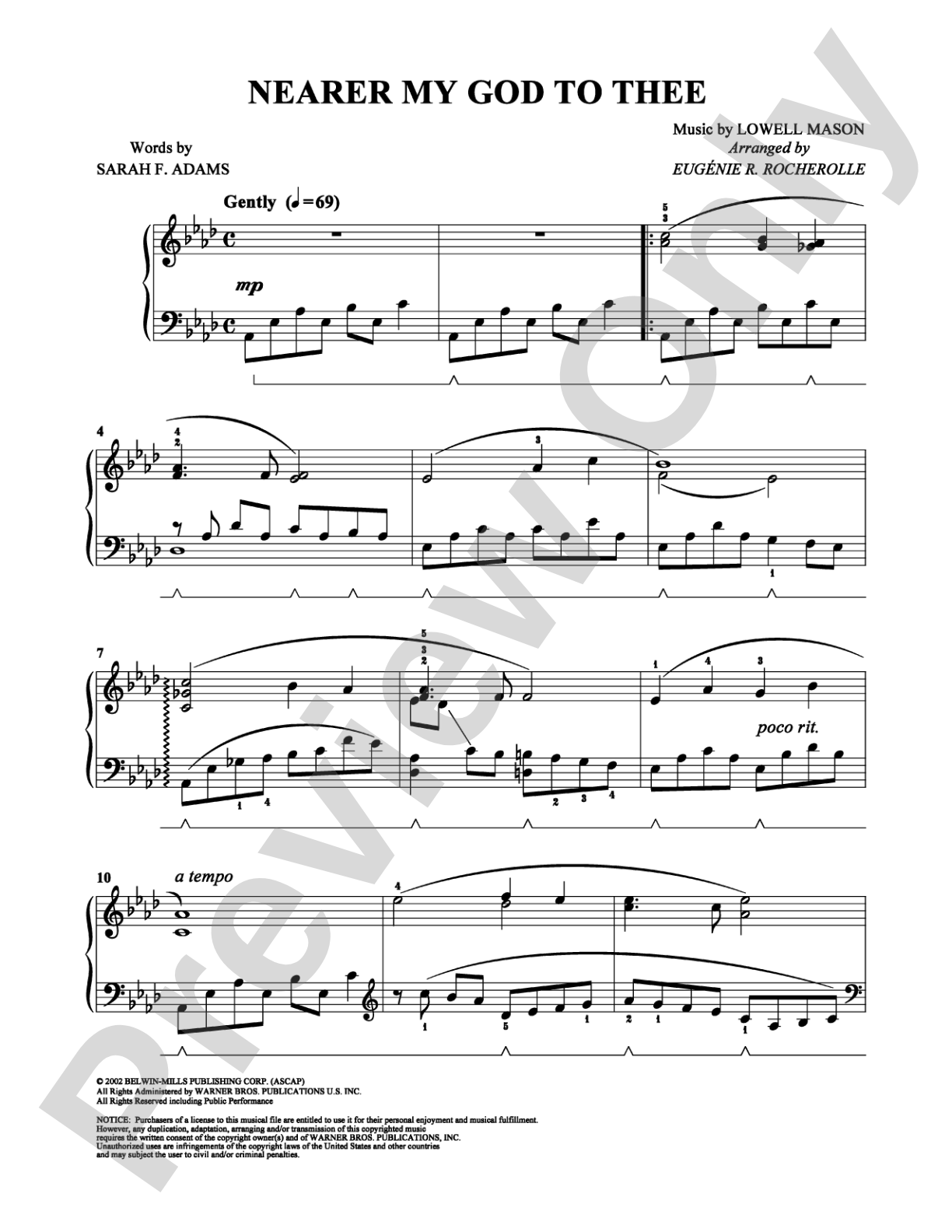 Nearer My God to Thee: Easy Piano Digital Sheet Music