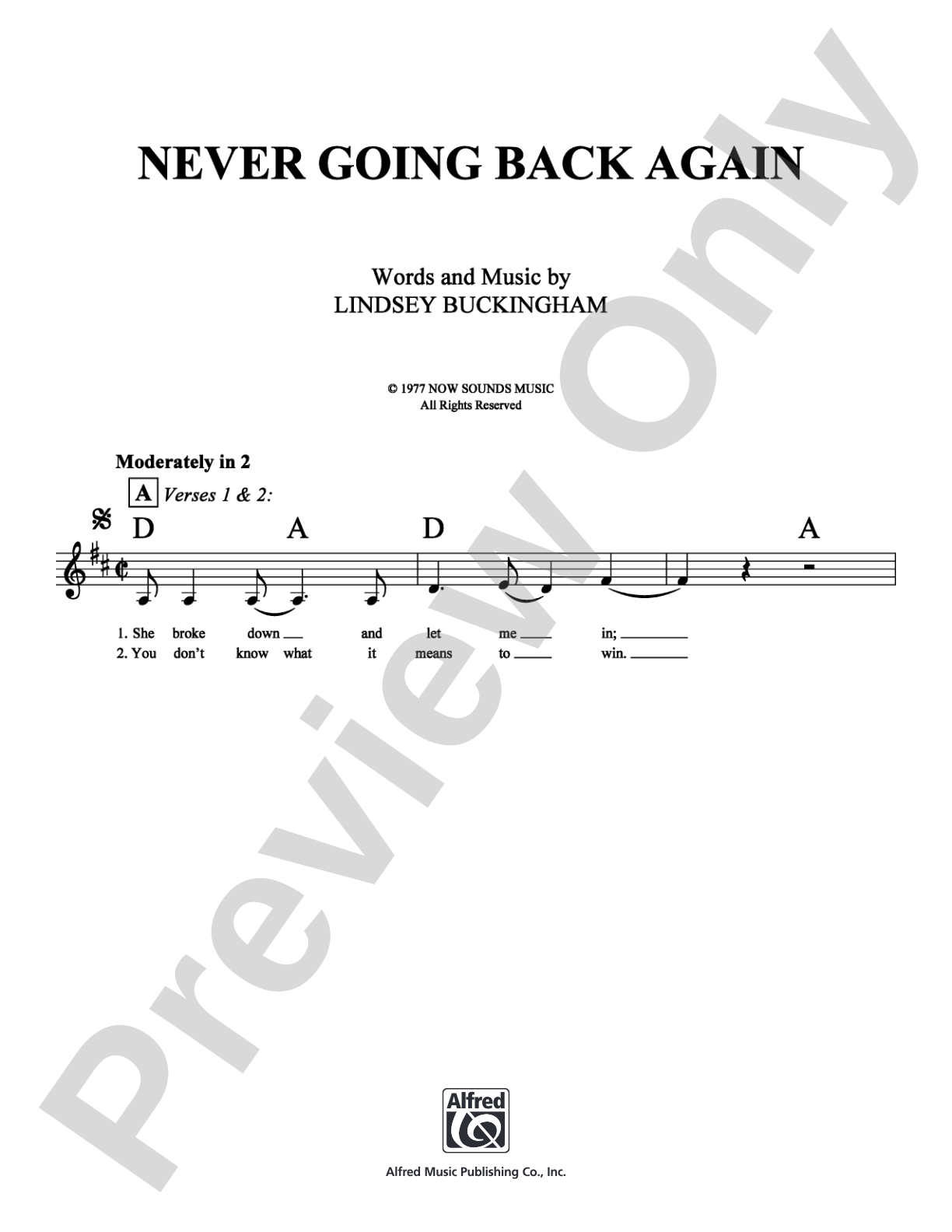 Never Going Back Again: Lead Sheet Digital Sheet Music