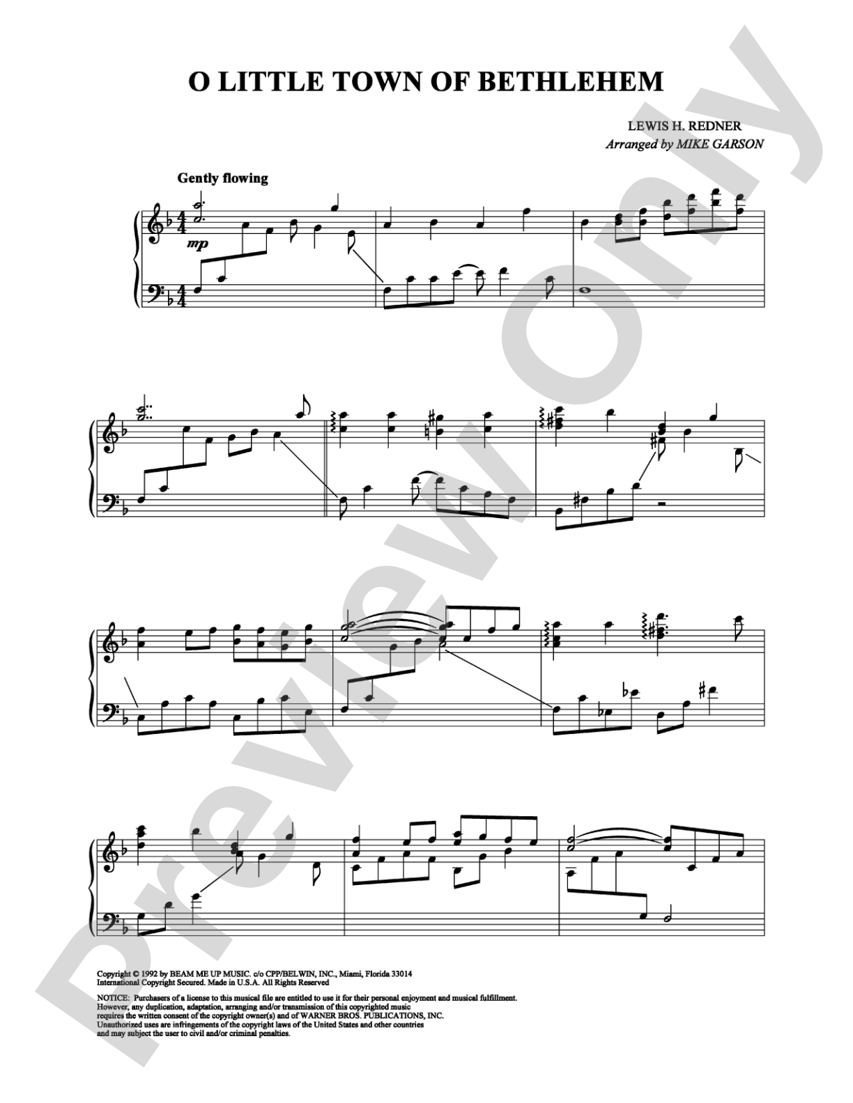 O Little Town Of Bethlehem: Piano Digital Sheet Music