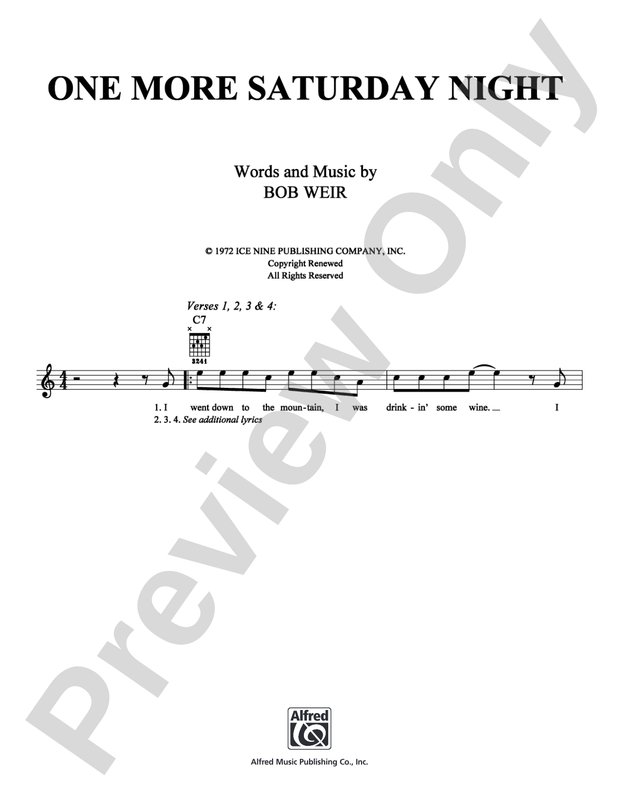 One More Saturday Night: Easy Guitar Digital Sheet Music
