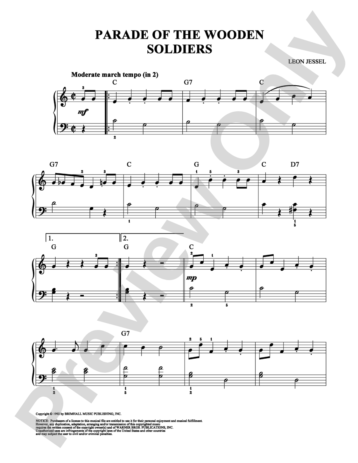 Parade of the Wooden Soldiers: Easy Piano Digital Sheet Music