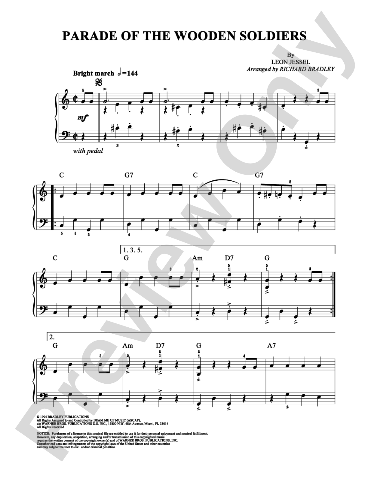 Parade of the Wooden Soldiers: Easy Piano Digital Sheet Music