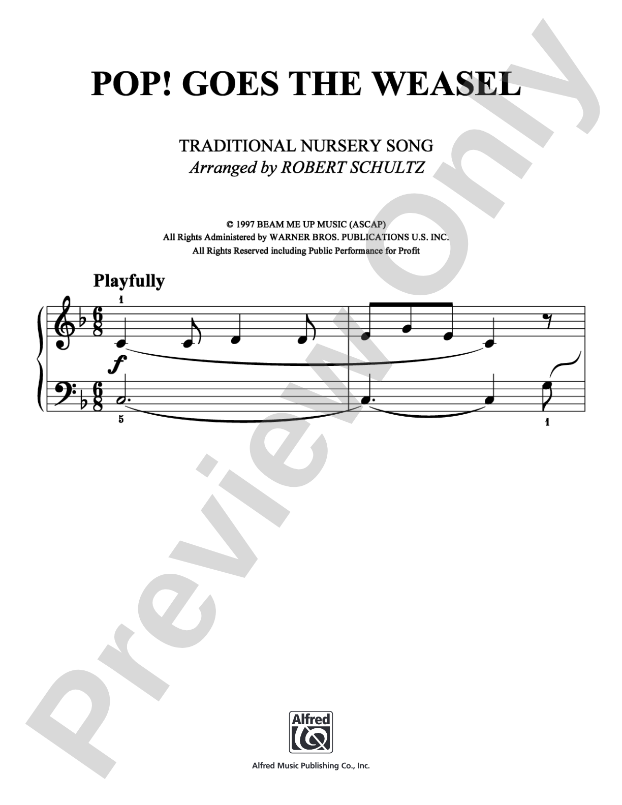 Pop! Goes the Weasel: Easy Piano Digital Sheet Music