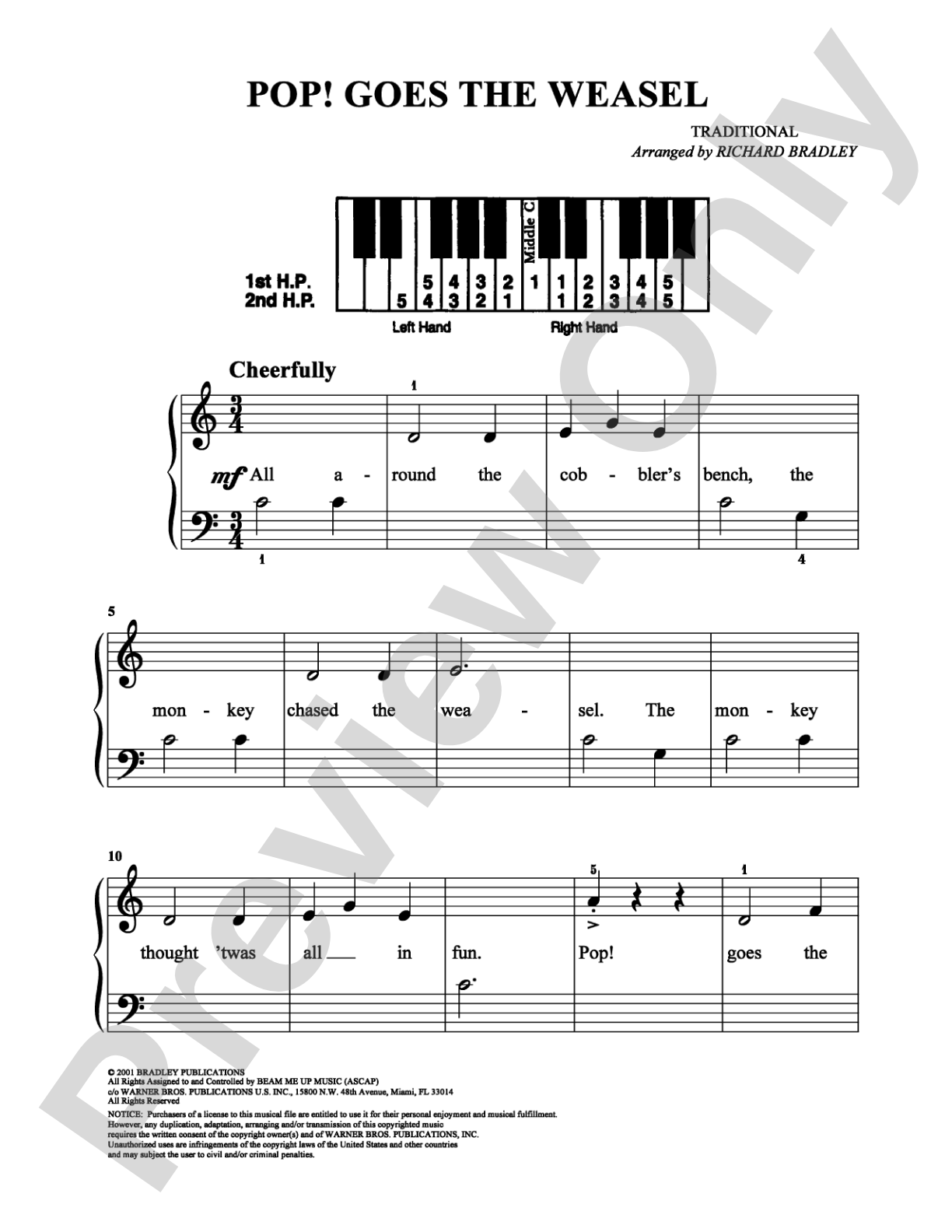 Pop! Goes the Weasel: Easy Piano Digital Sheet Music
