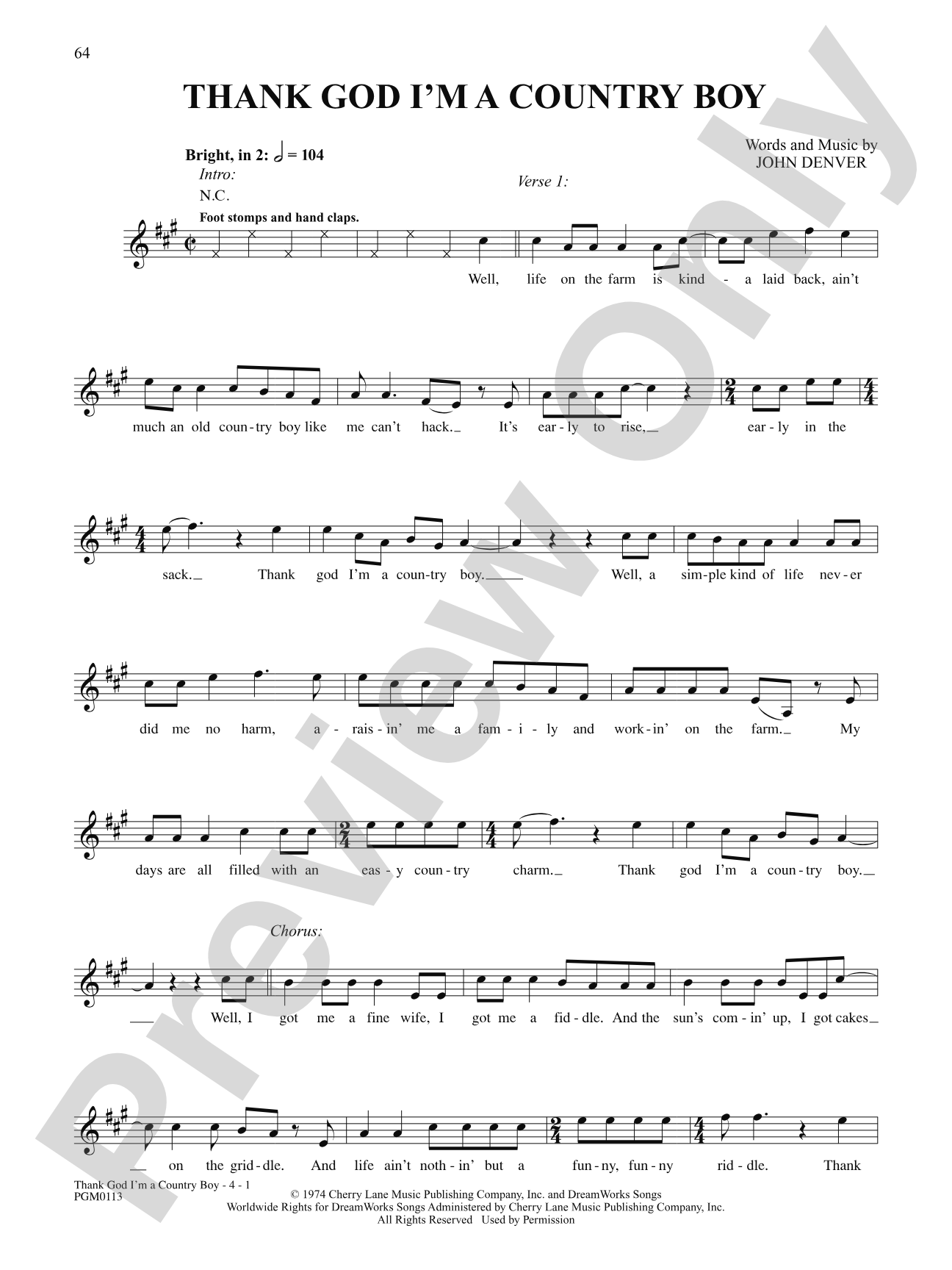 Thank God I'm a Country Boy: Interm./Easy Guitar TAB